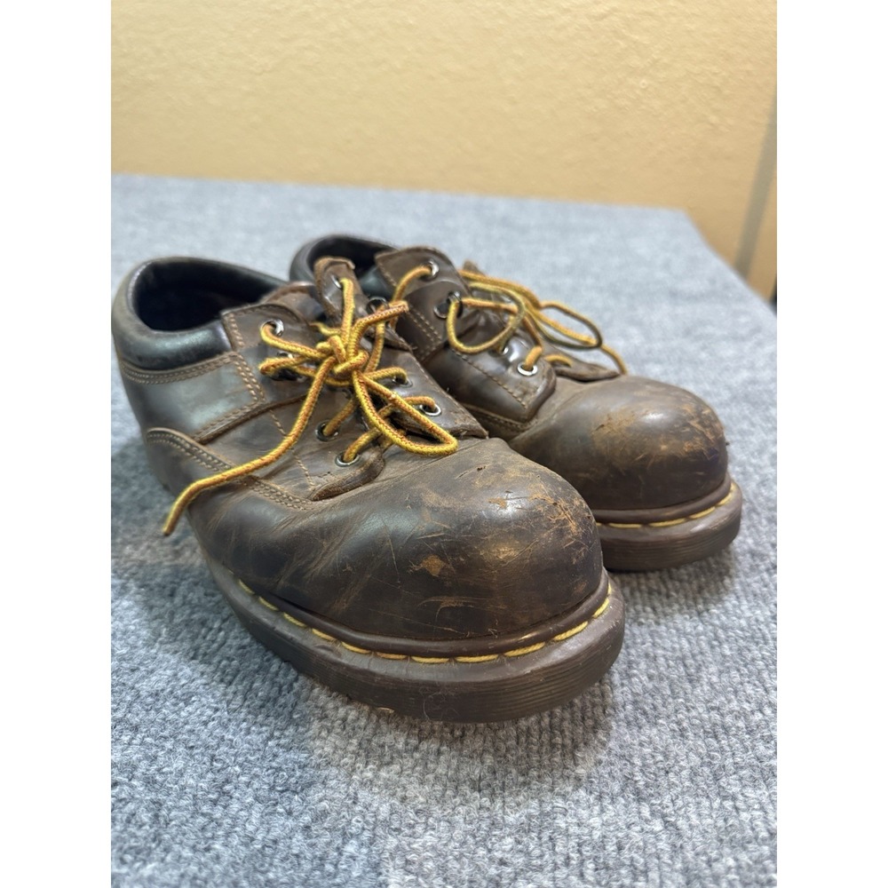 Vintage Dr Martens Steel Toe Shoes Mens Brown Made In England US Size 10-10.5